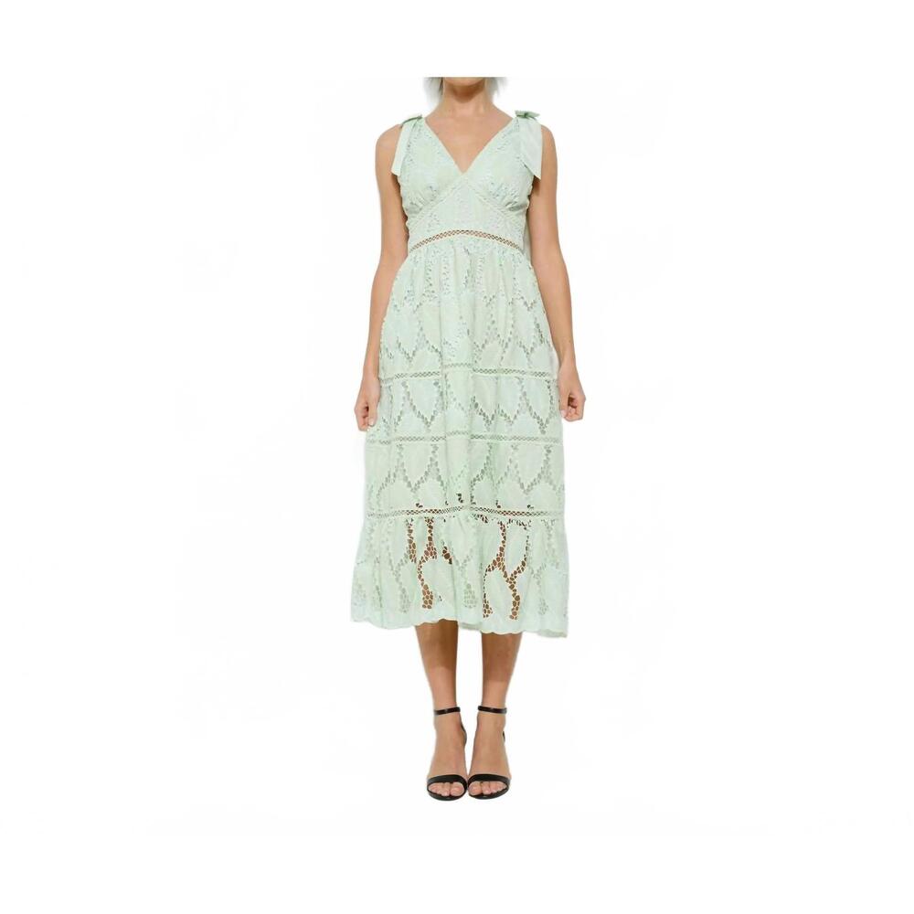 NEW INA FASHION willow lace midi dress in mint